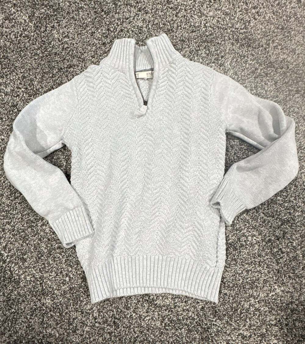 Hope & Henry Half Zip Sweater Size S Light Gray Cable Knit Pullover